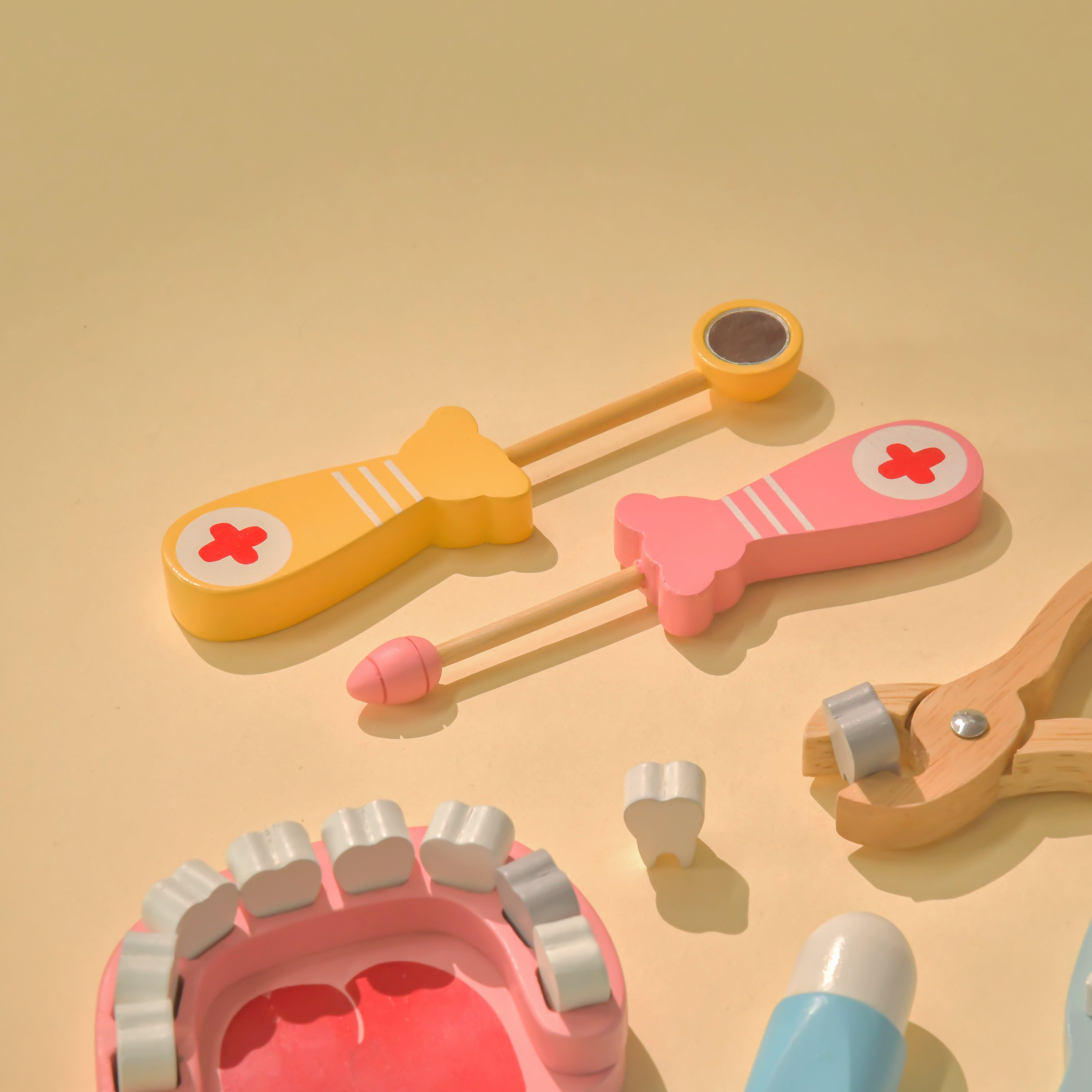 Kids Dentist Toy Set (6 Pcs) | Pretend Play Wooden Doctor Set ( 1 Years + ) Imagination and Creativity
