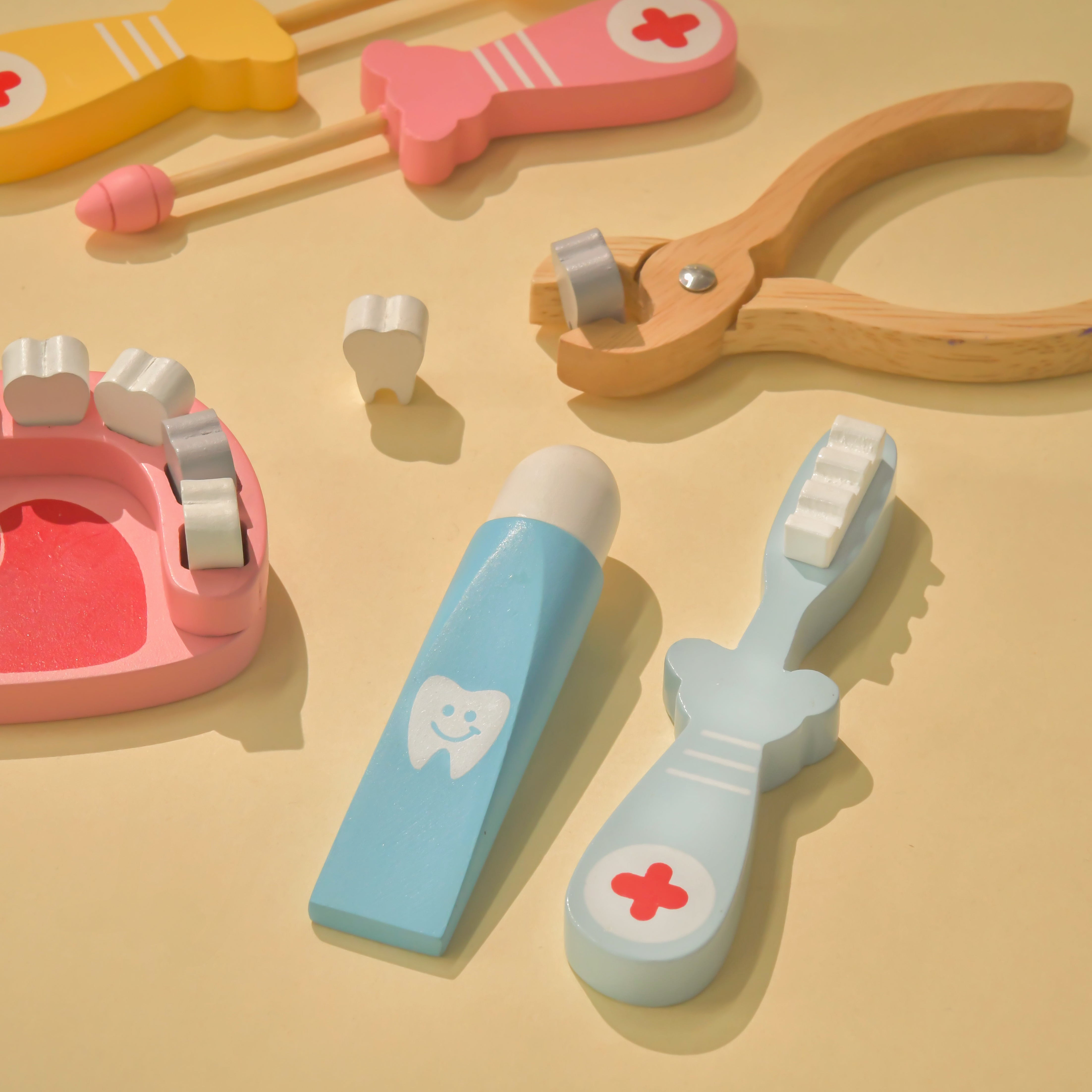 Kids Dentist Toy Set (6 Pcs) | Pretend Play Wooden Doctor Set ( 1 Years + ) Imagination and Creativity