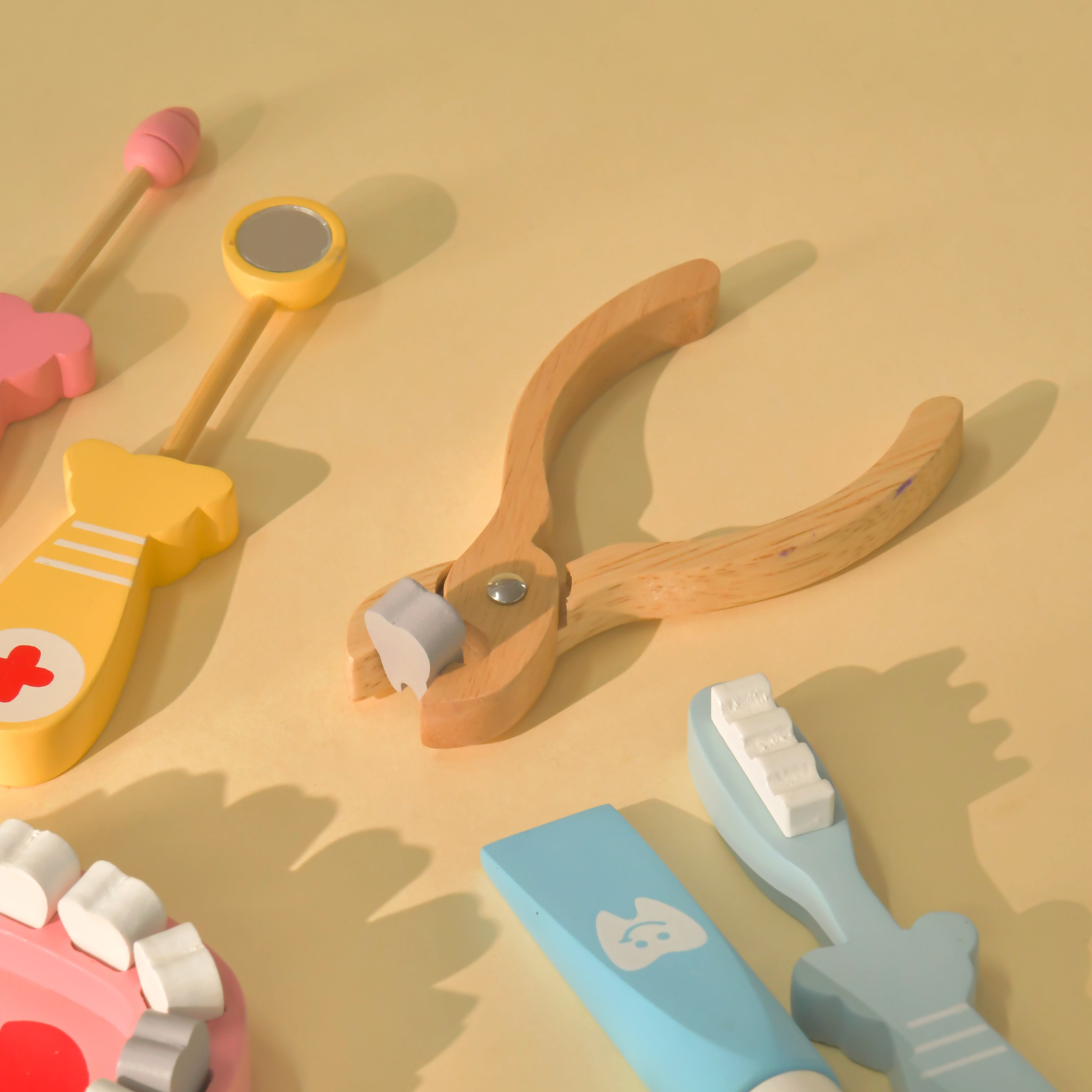 Kids Dentist Toy Set (6 Pcs) | Pretend Play Wooden Doctor Set ( 1 Years + ) Imagination and Creativity
