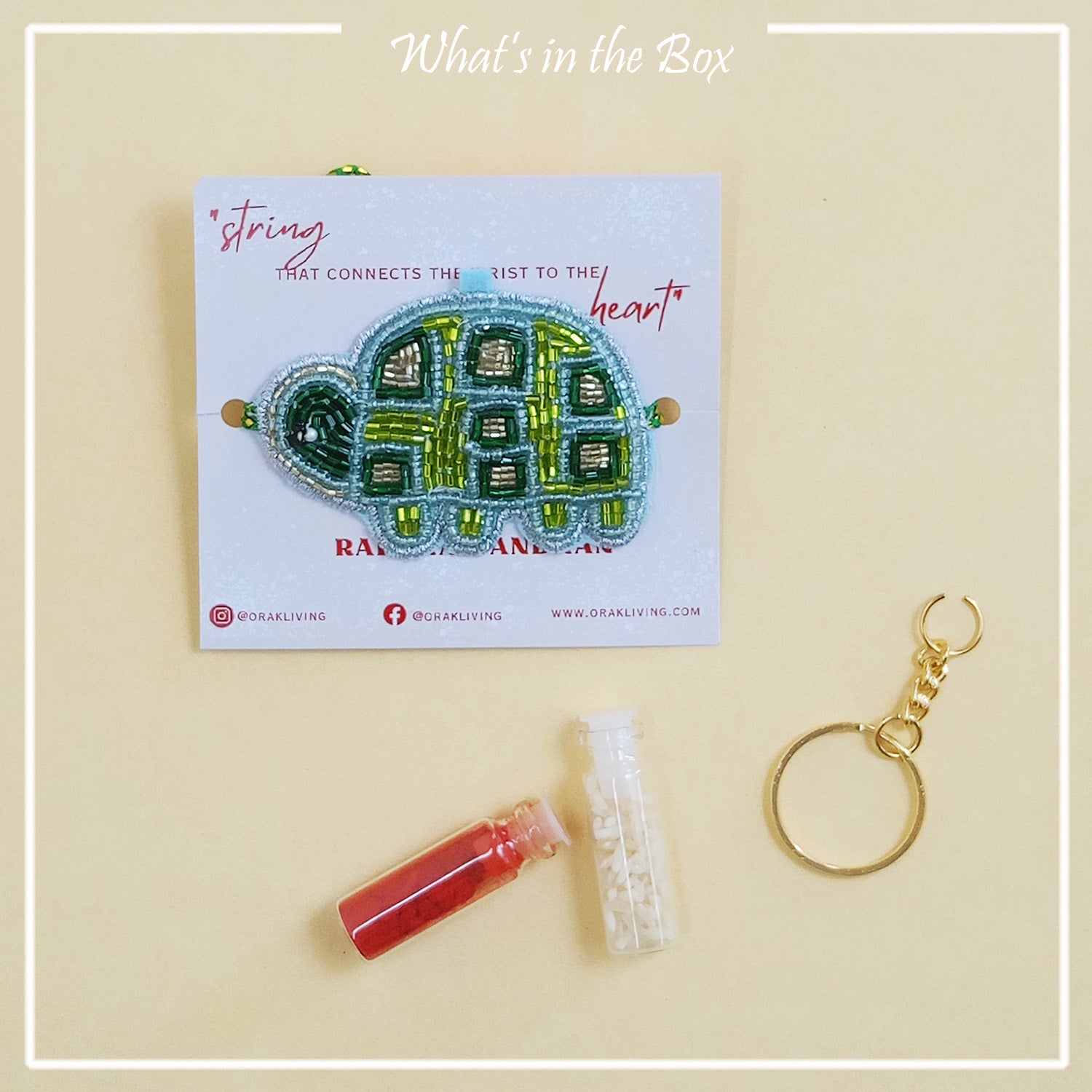 Turtle Beaded Rakhi - Converts To Key Charm