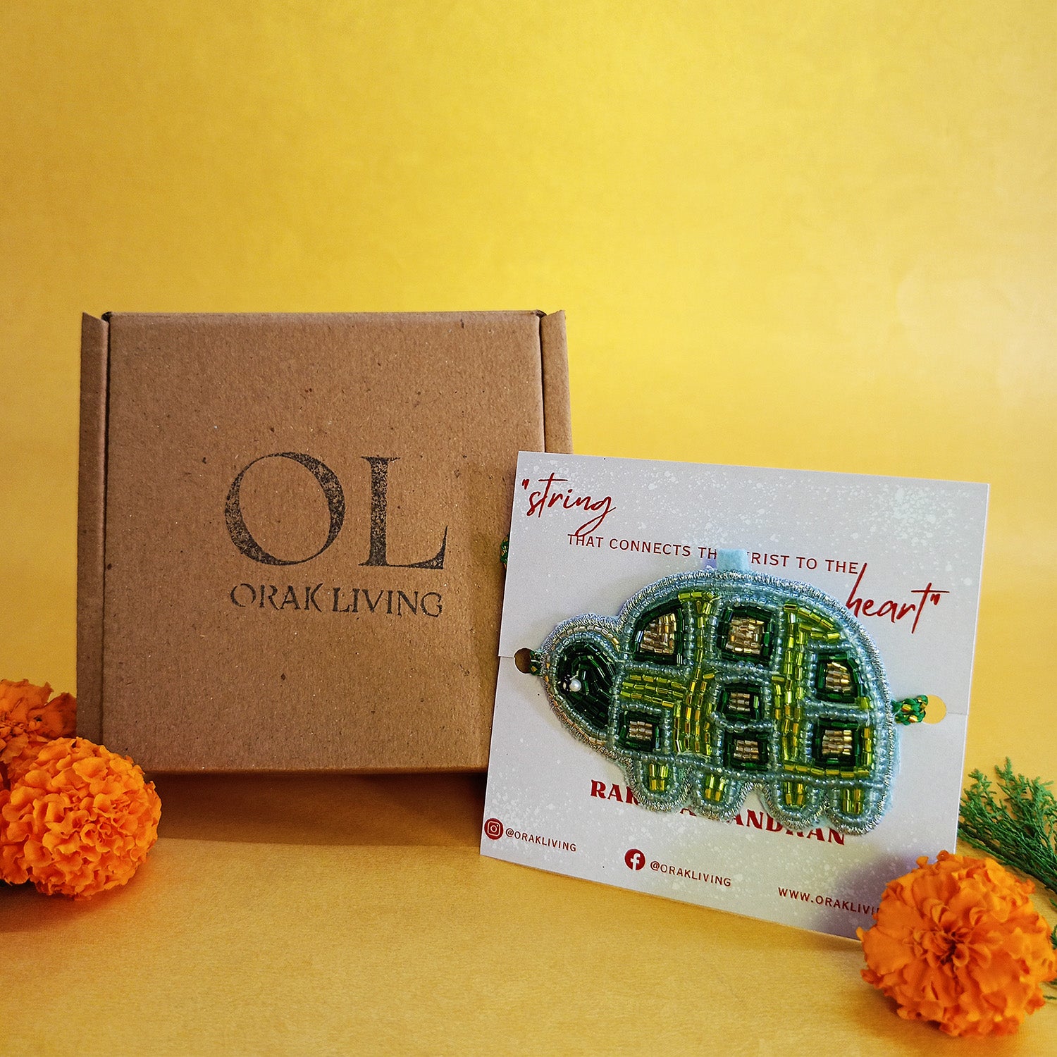 Turtle Beaded Rakhi - Converts To Key Charm