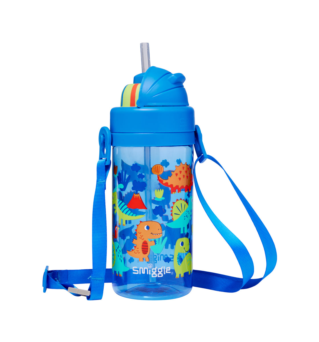 Glide Teeny Tiny Plastic Drink Bottle With Strap 400Ml Mid Blue