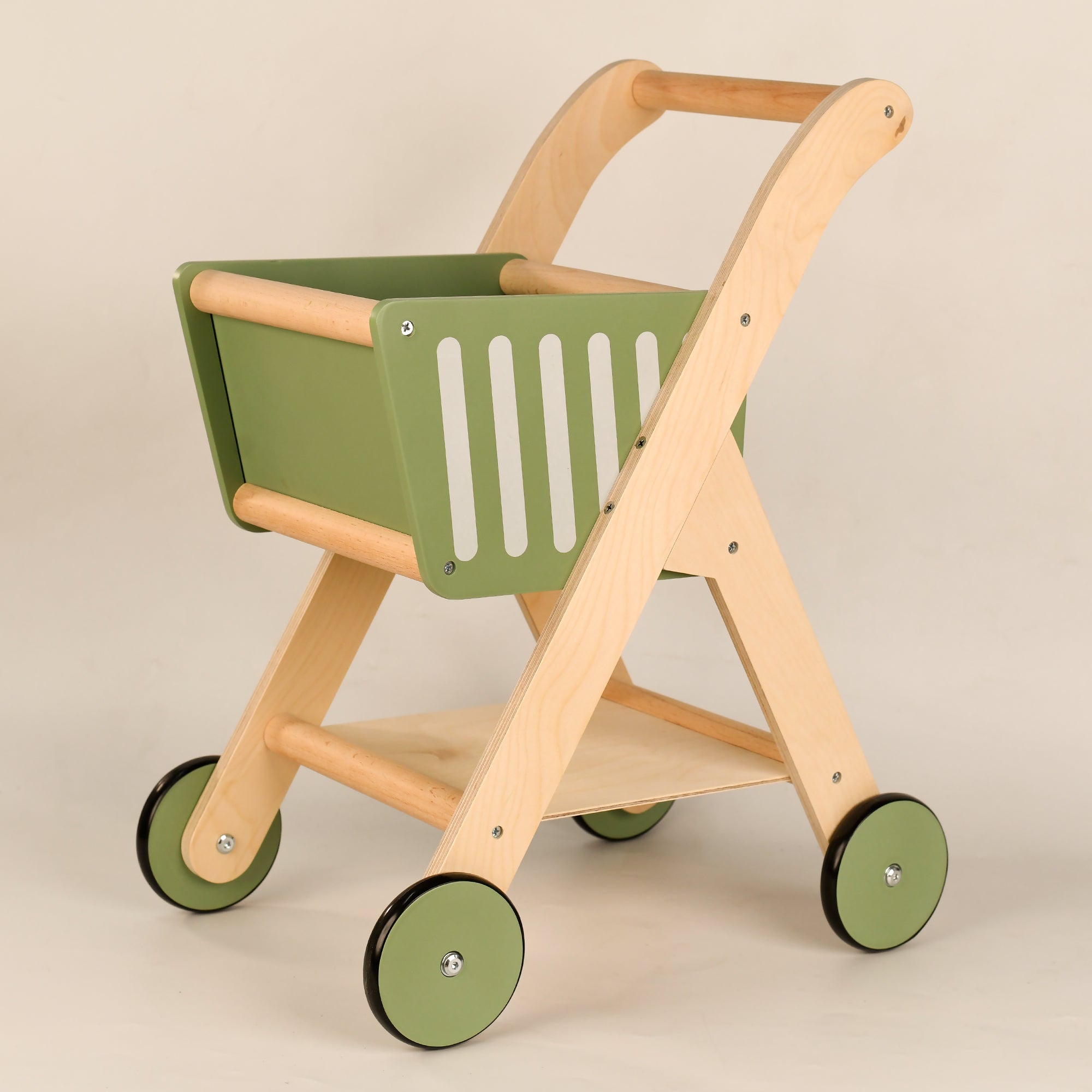 Shop 'N' Roll - Educational Wooden Toy Role Play Grocery Store Shopping Trolley | Boys Or Girls Pretend Play Supermarket Playset
