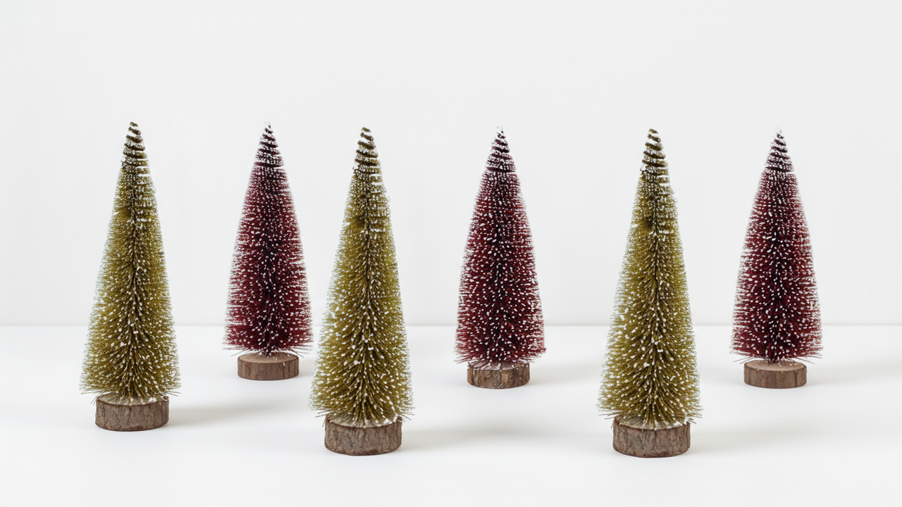 SELENE - pack of 6 premium red and gold miniature bottle brush trees
