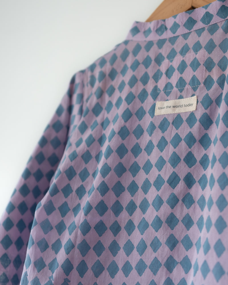 Saaz Purple Rhombus Infant Angrakha Kurta (0-12 Months)