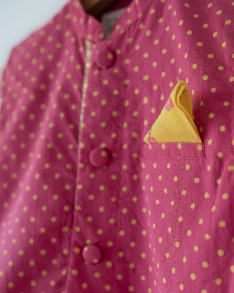 Kumkum Magenta Polka Cotton Bandi Jacket