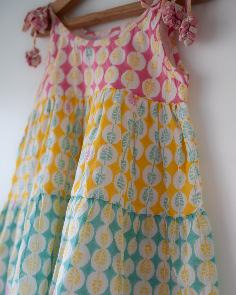 Rasa Green Monstera Infant Tiered Frock (0-12 Months)