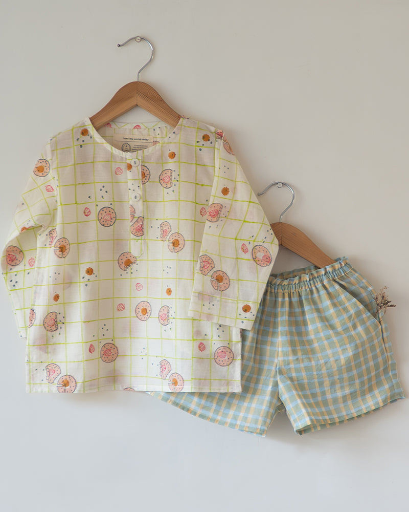 Sleepover Party Kurta and Shorts Co-ord Set - Cookie Print