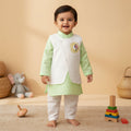 Mint Green – Cotton Sun Embroidered Jacket Kurta and White Pajama Pants Set