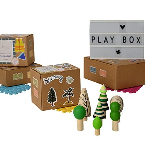 5 Pcs Wooden Tropical Tree Toy Set Wooden Forest Various Sizes Pretend Play Natural Wood Trees Creative Children's Arts Toy - Totdot