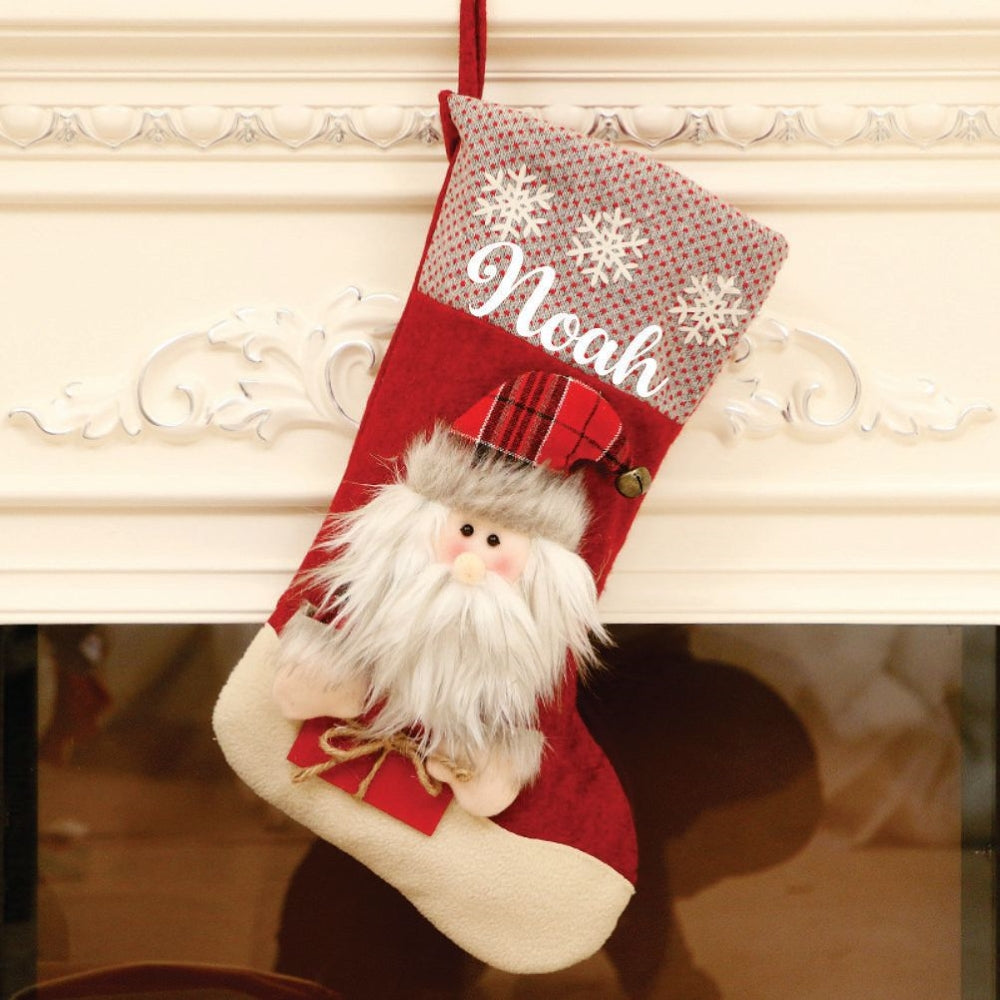 Red Gifts And Snowflake Stockings- Happy Santa