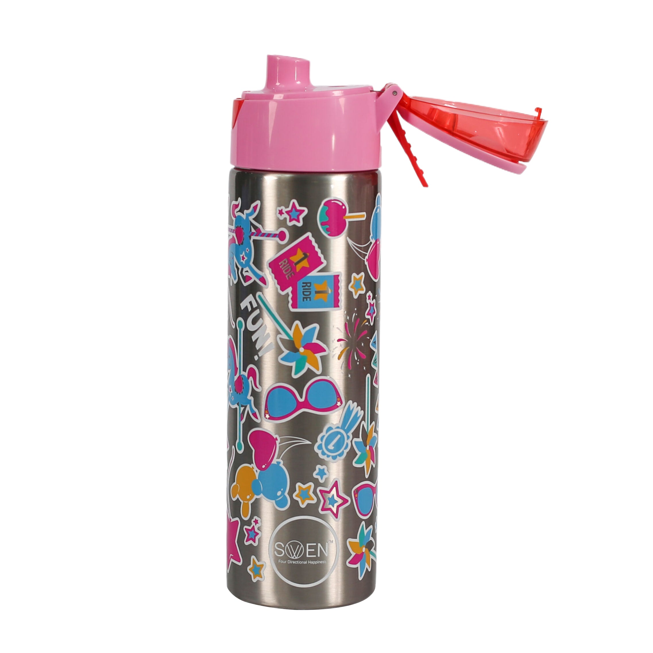 Insulated Stainless Steel Girl Fun Theme Mist Bottle -  Pink And Silver Color - 640Ml