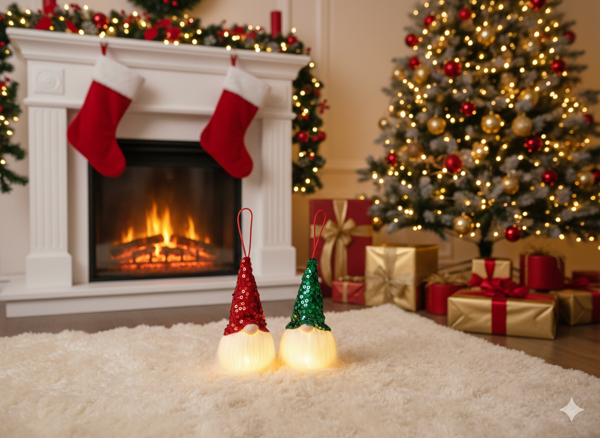 GNOMO - pack of 2 Sparkling Sequin Gnome Figure ornaments