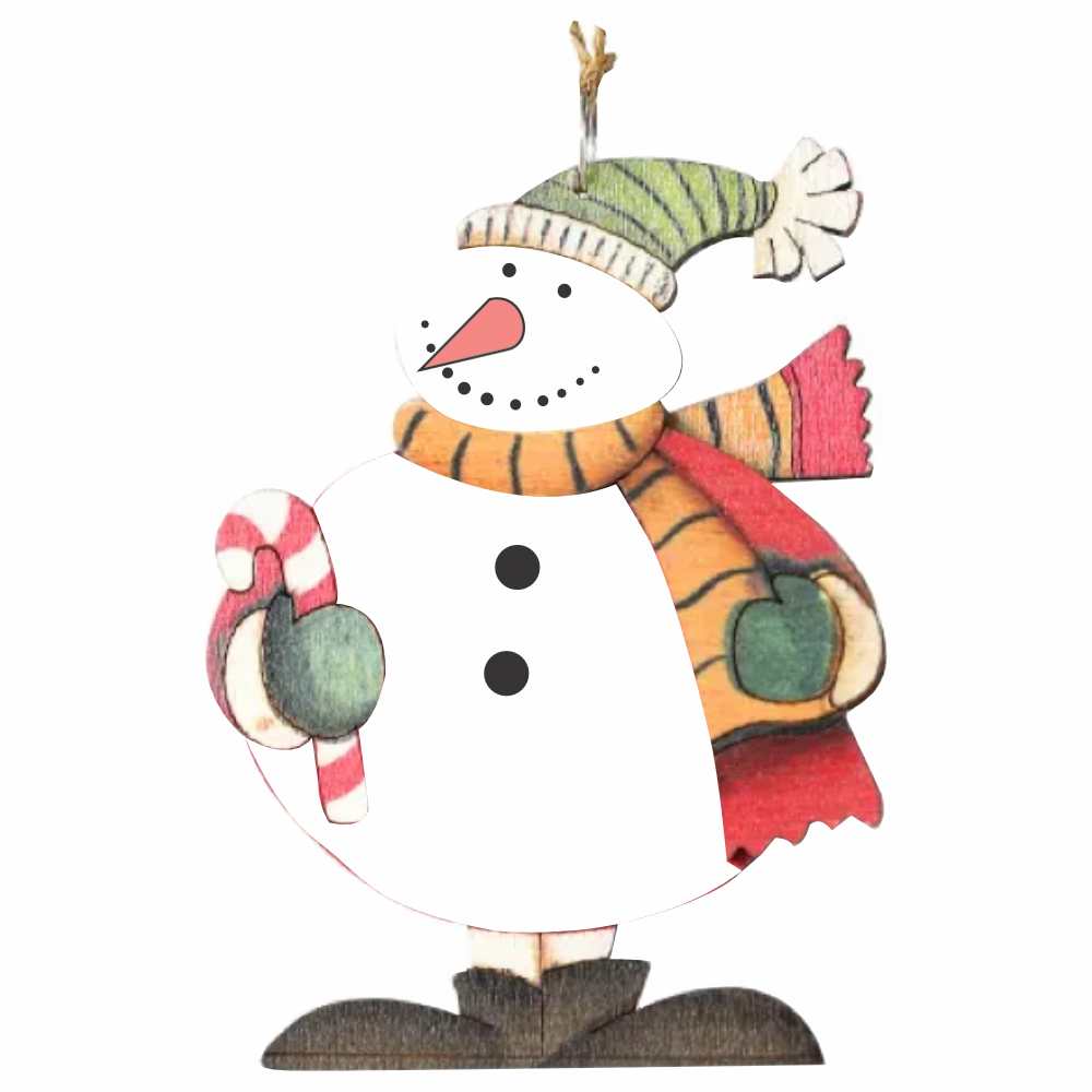 Joyful Festive Ornaments- Candy Cane Snowman