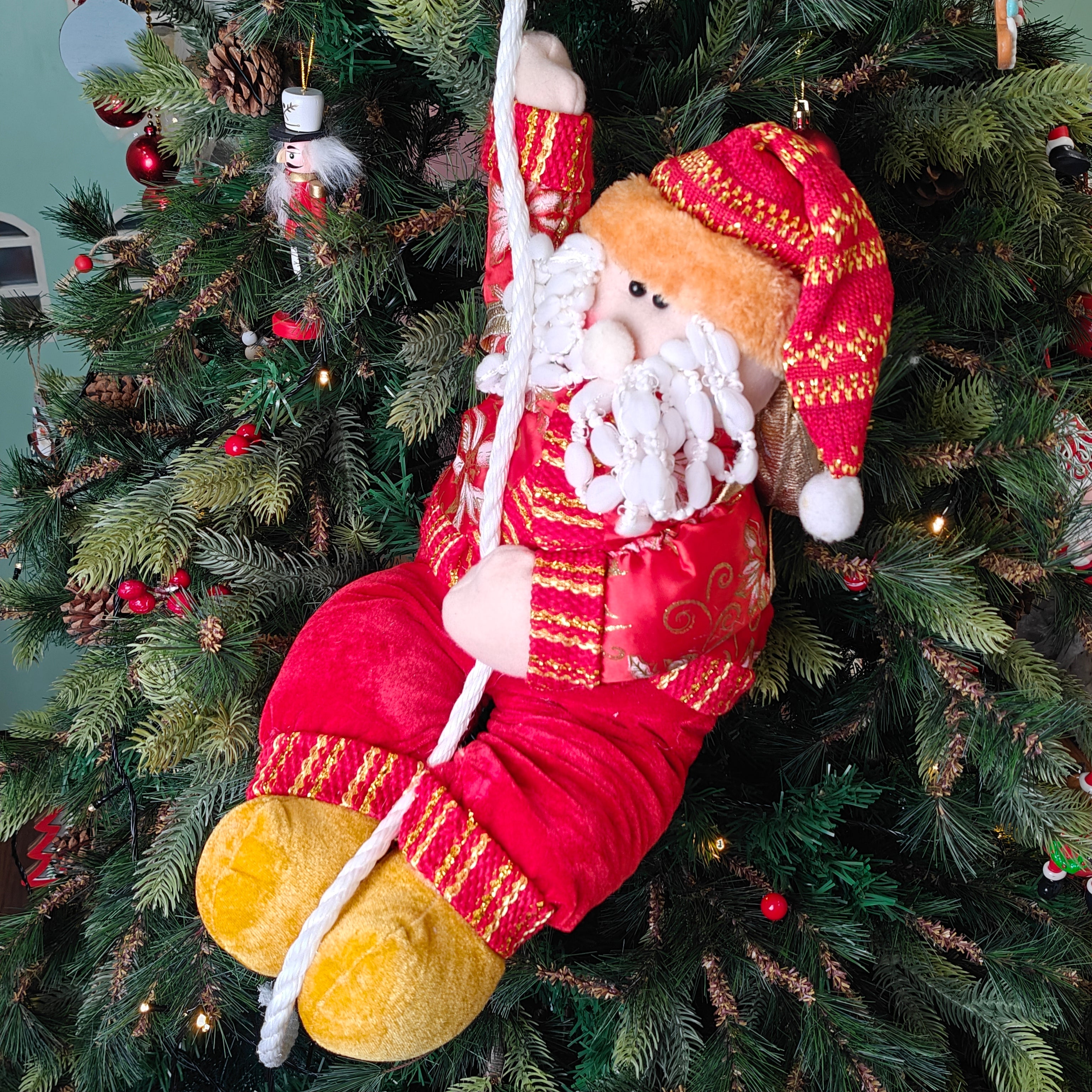 Golden Thread Santa on a Tree