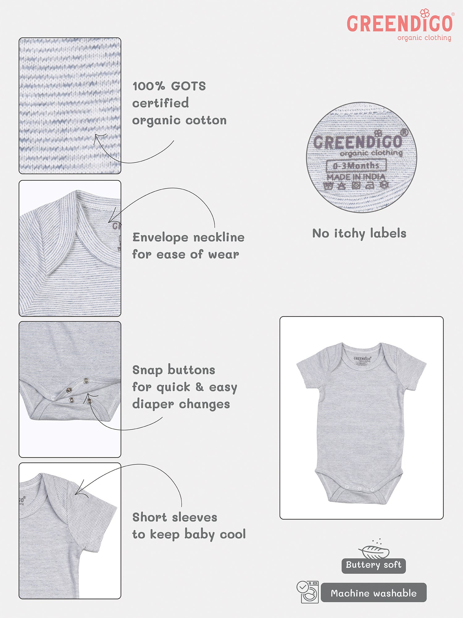 Pinstripes Bodysuit - Organic Cotton Bodysuit for newborn - Totdot