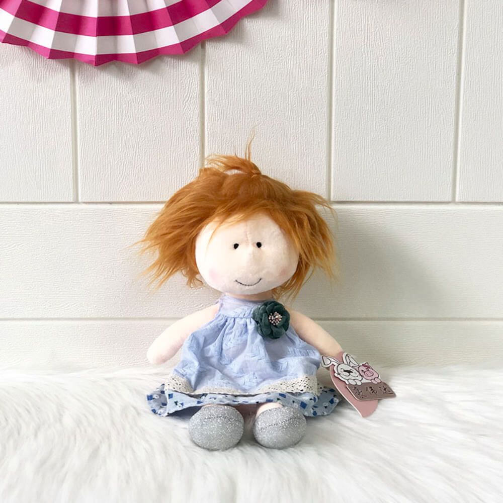 Plush Doll - Blue Flower Brooch