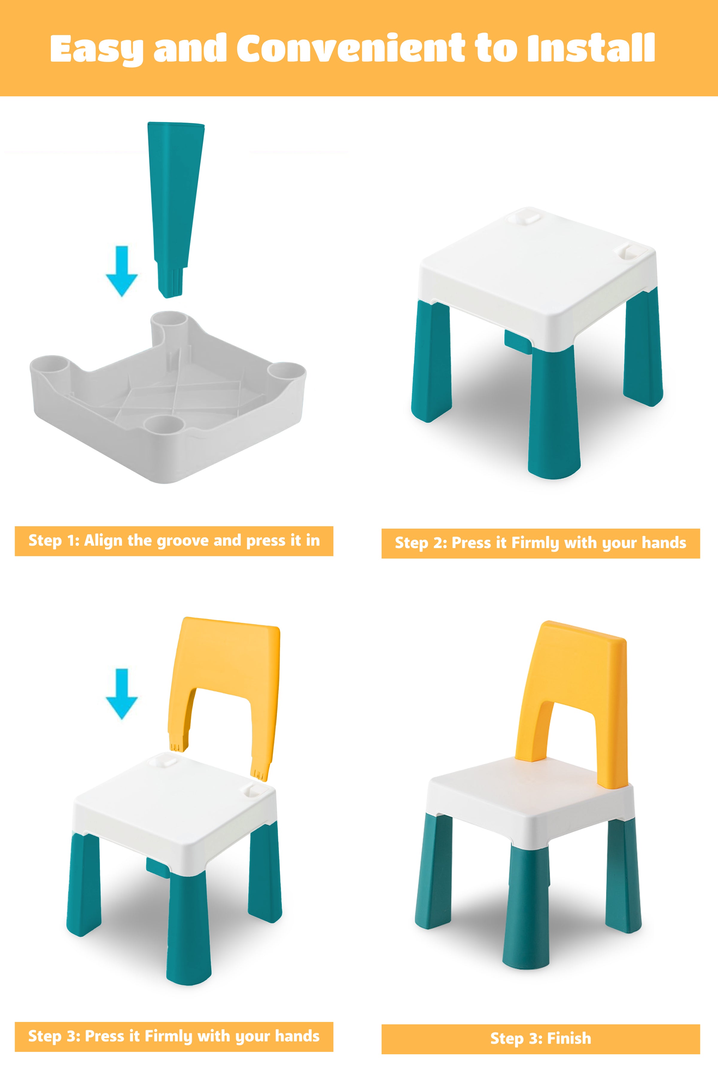 Learning Chair for Kids - Yellow, white and Blue