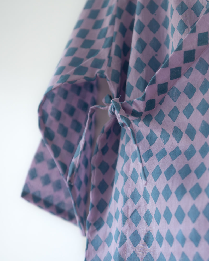Saaz Purple Rhombus Infant Angrakha Kurta (0-12 Months)