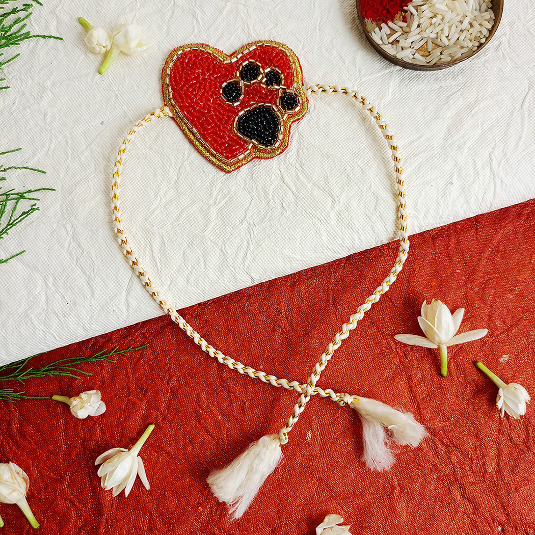Hearts & Paws  Beaded Pet Rakhi - Converts To Brooch