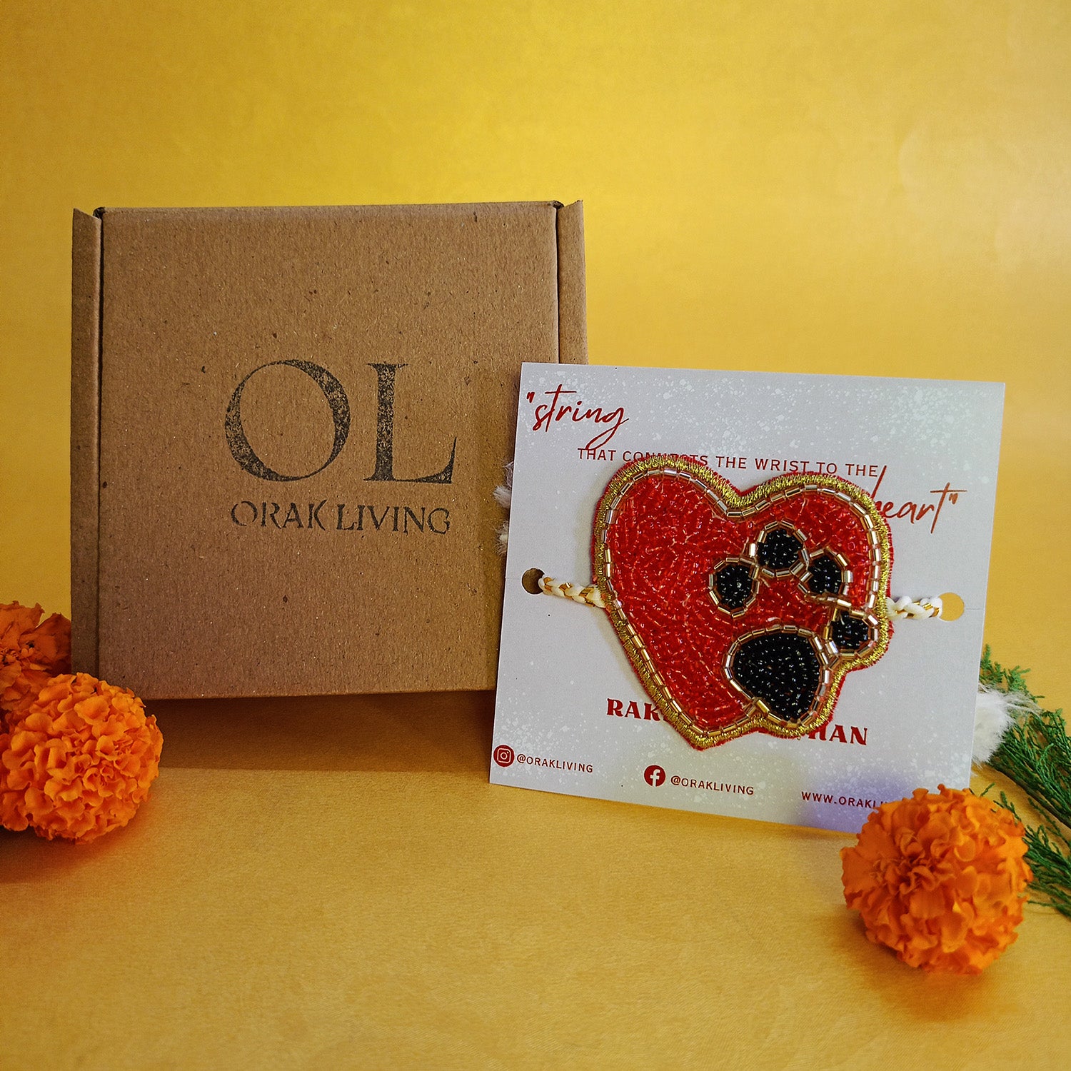 Hearts & Paws  Beaded Pet Rakhi - Converts To Brooch