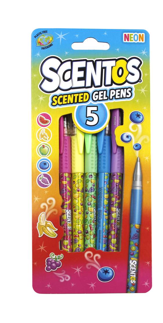 Scented NEON GEL PENS, pack of 5