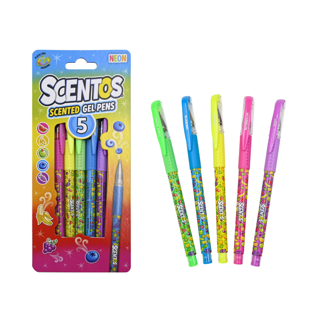Scented NEON GEL PENS, pack of 5