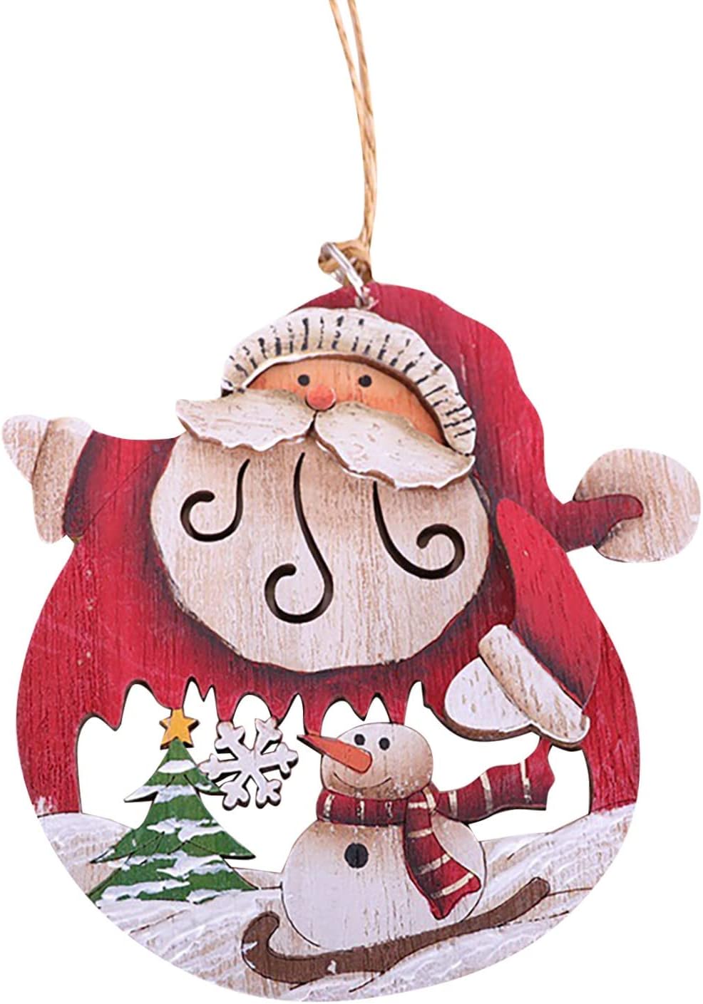 Wooden Sleigh Ornament - Santa