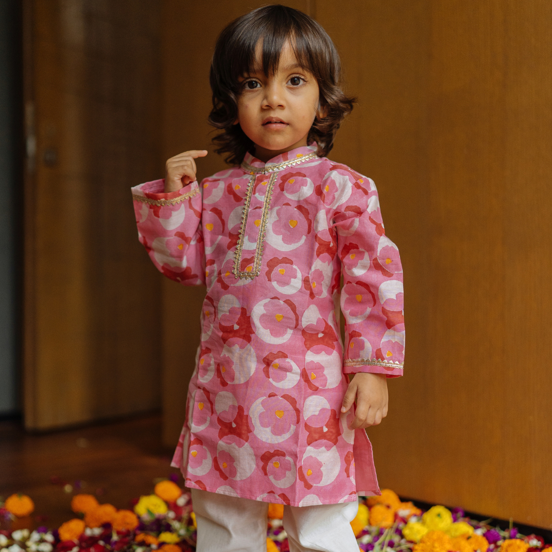 Chanderi Kurta Pyjama Set - Flowering Circles