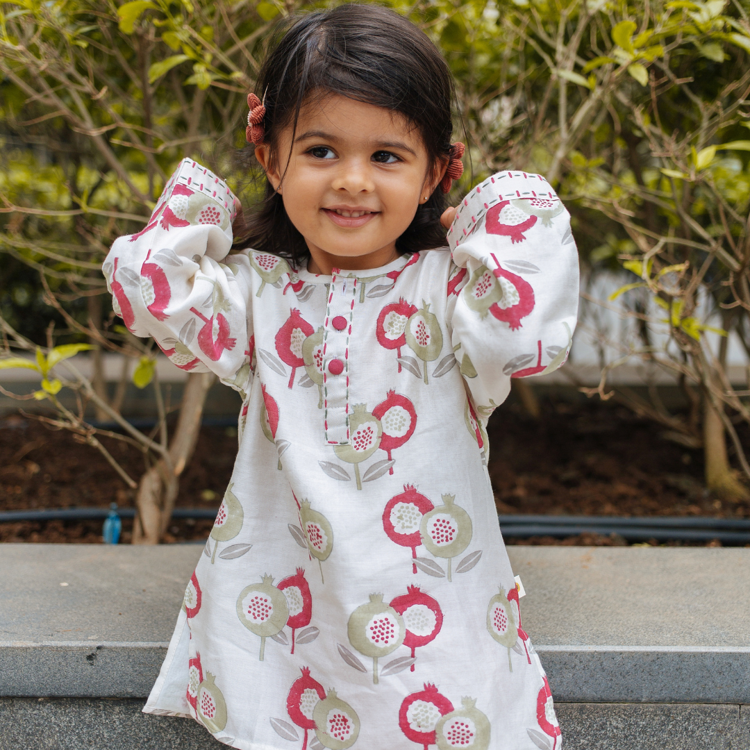 Chanderi Kurta Pyjama Set - Gardens Of Anar (Ruby)
