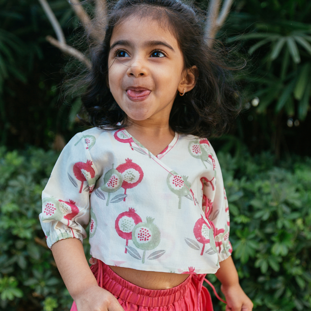 Chanderi Lehenga Set - Gardens Of Anar (Ruby)