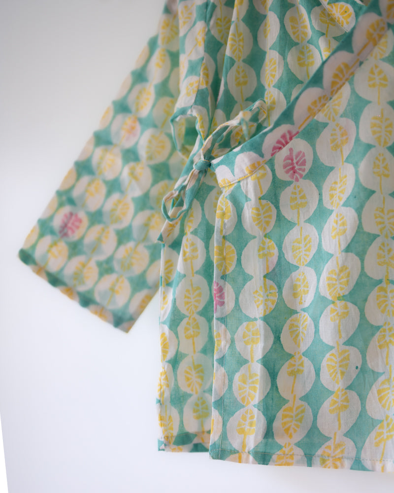 Rasa Green Monstera Infant Angrakha Kurta (0-12 Months)