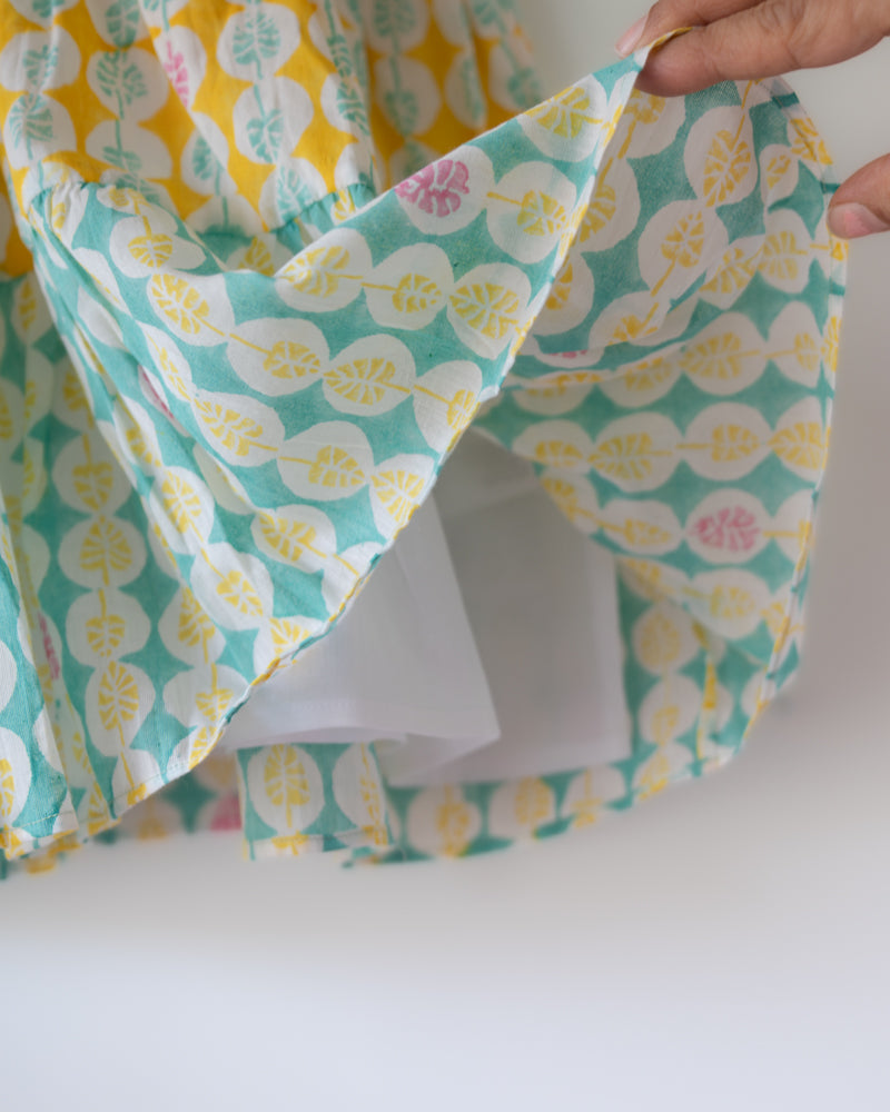 Rasa Green Monstera Infant Tiered Frock (0-12 Months)