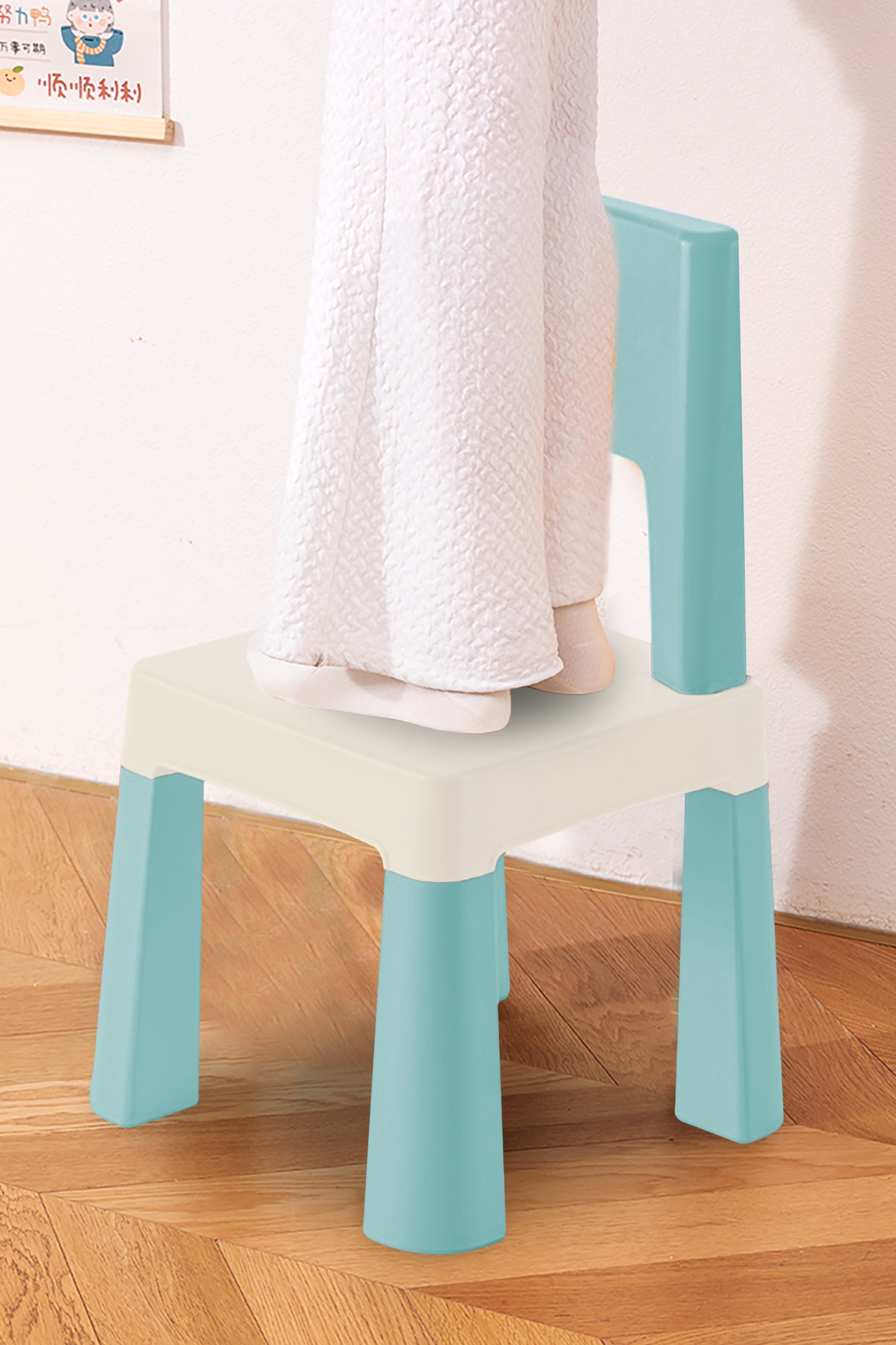 Learning Chair for Kids - Pastel Blue and white