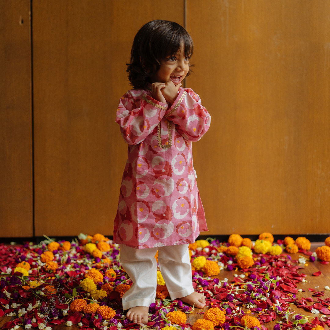 Chanderi Kurta Pyjama Set - Flowering Circles