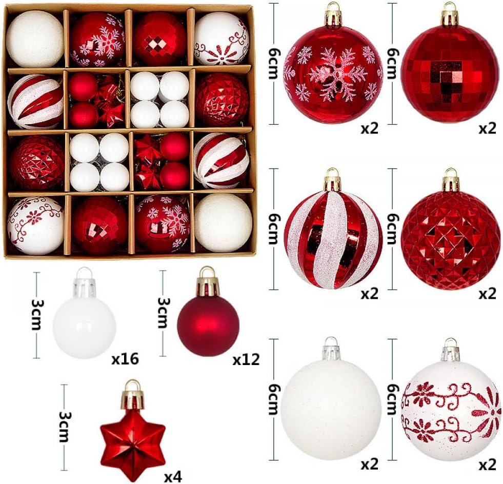 44 Pcs Cranberry Snow Baubles