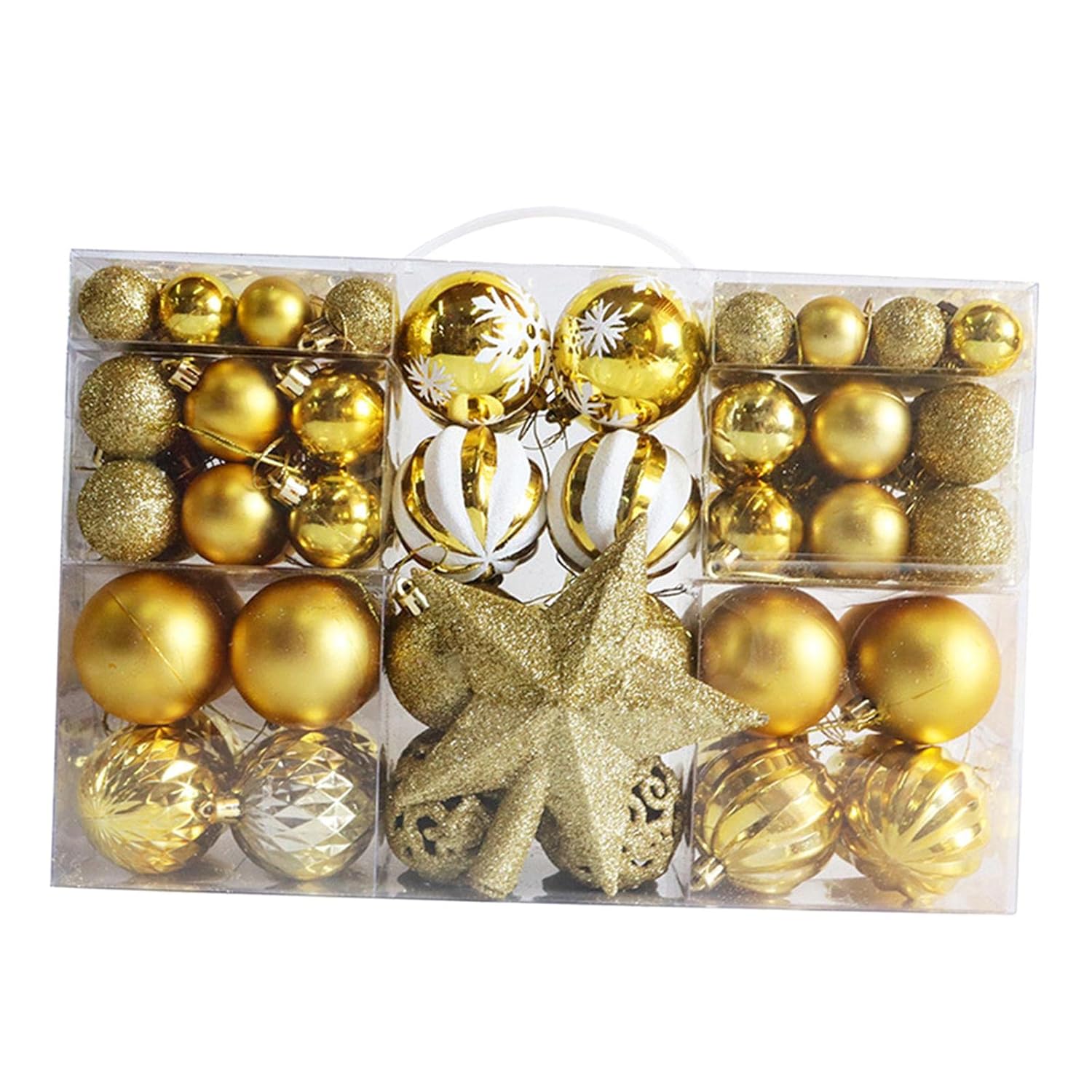 Golden Glam Baubles Set (100 Pcs + Topper)