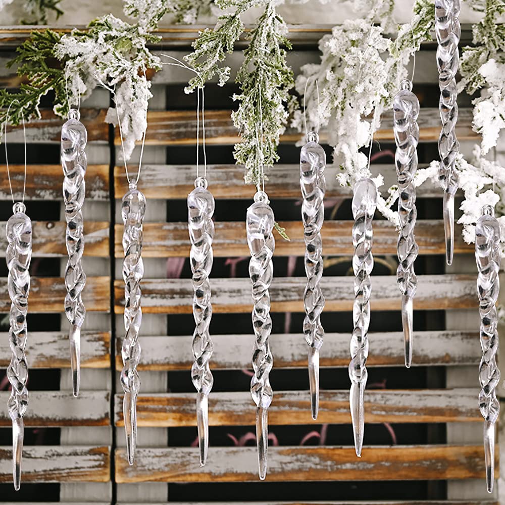 Crystal Icicle Ornaments - Set of 12