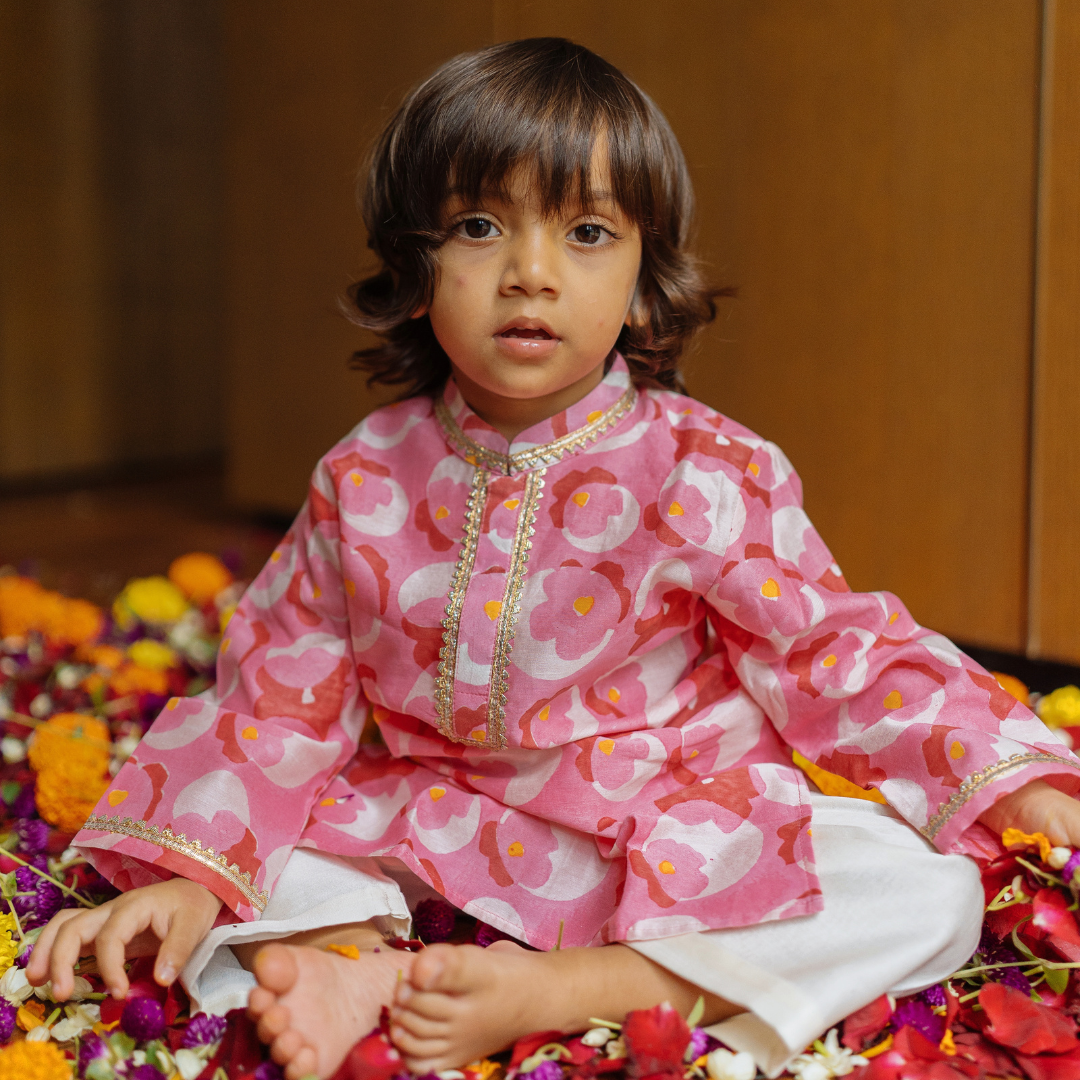 Chanderi Kurta Pyjama Set - Flowering Circles