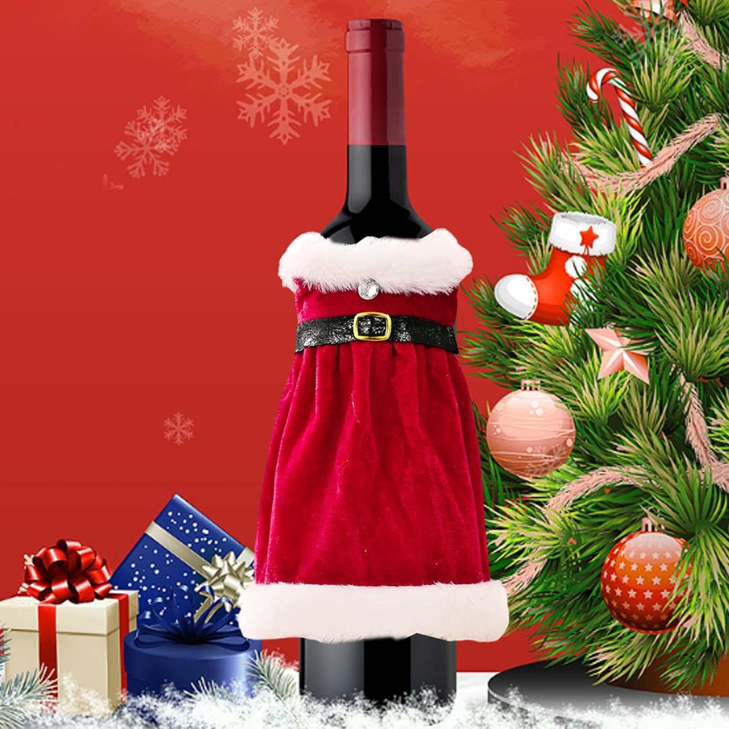 Mr & Mrs. Santa Wine Bottle Covers - Set of 2