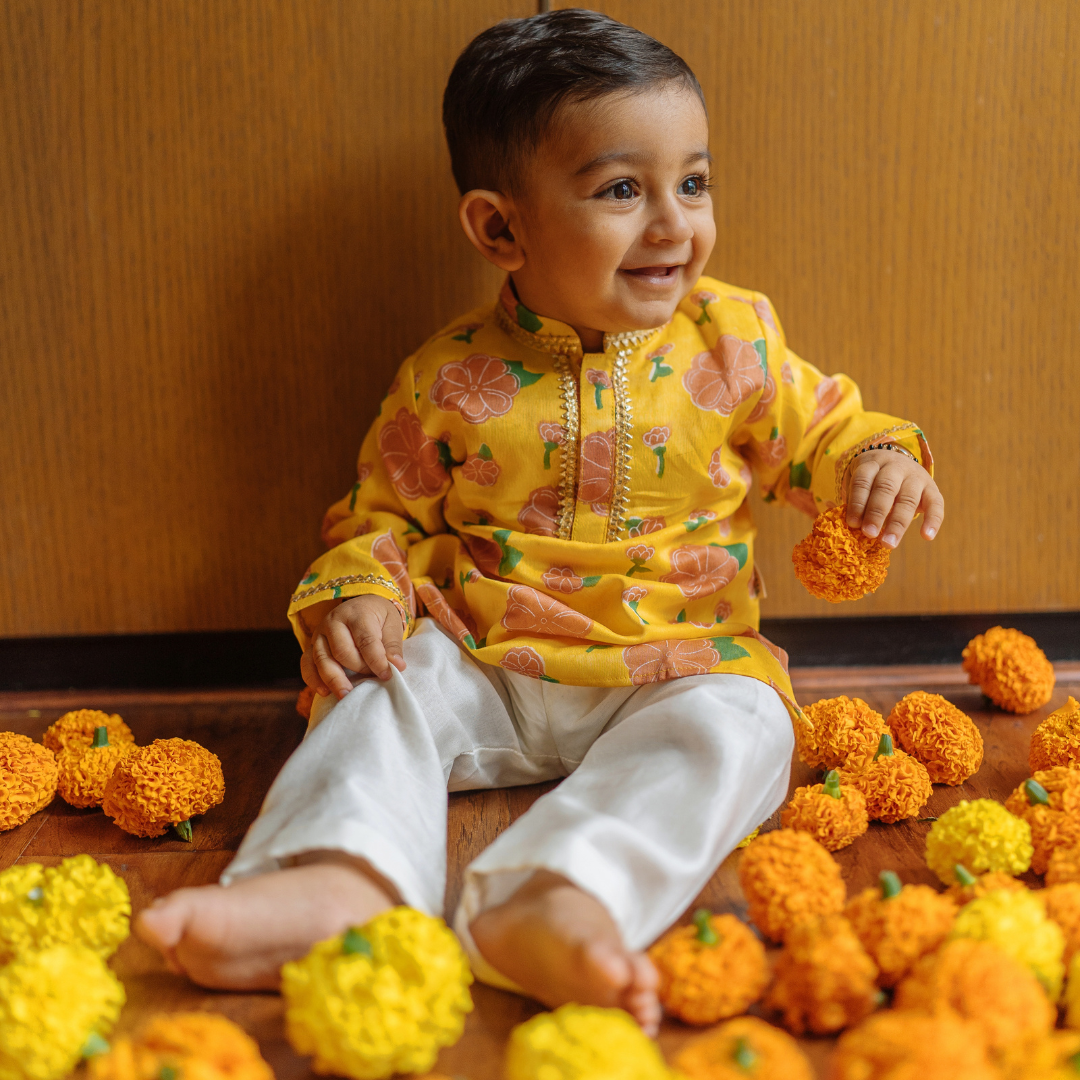 Chanderi Kurta Pyjama Set - Genda Phool