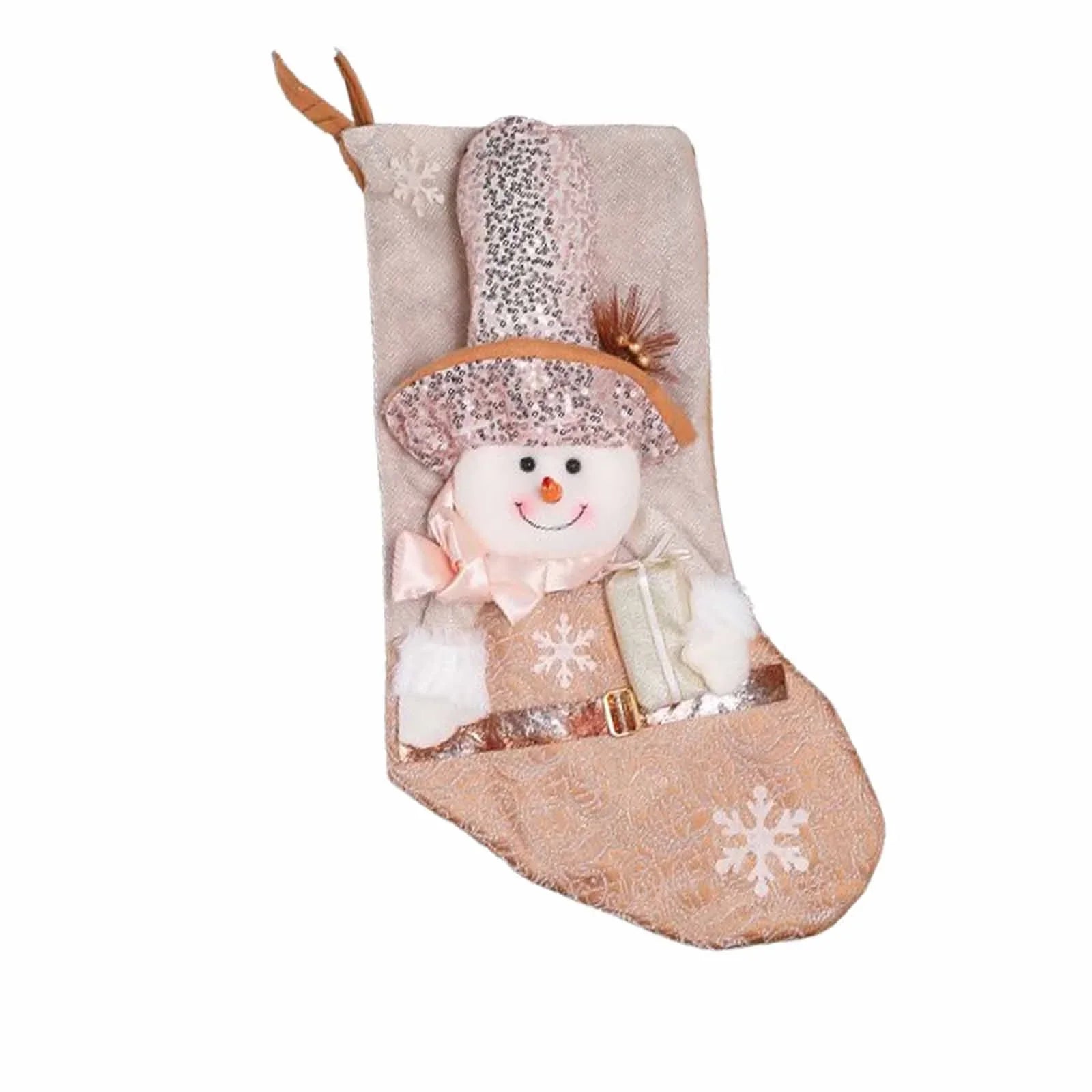 Blush & Gold Wonderland Stocking - Snowman