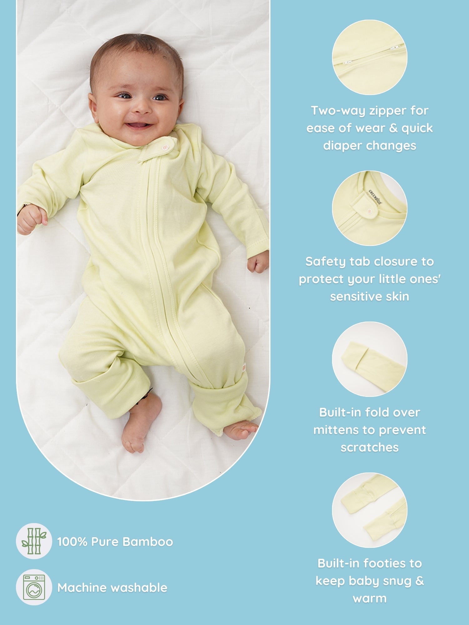 Buttercup Breeze - Infant Organic Bamboo Solid Sleepsuit