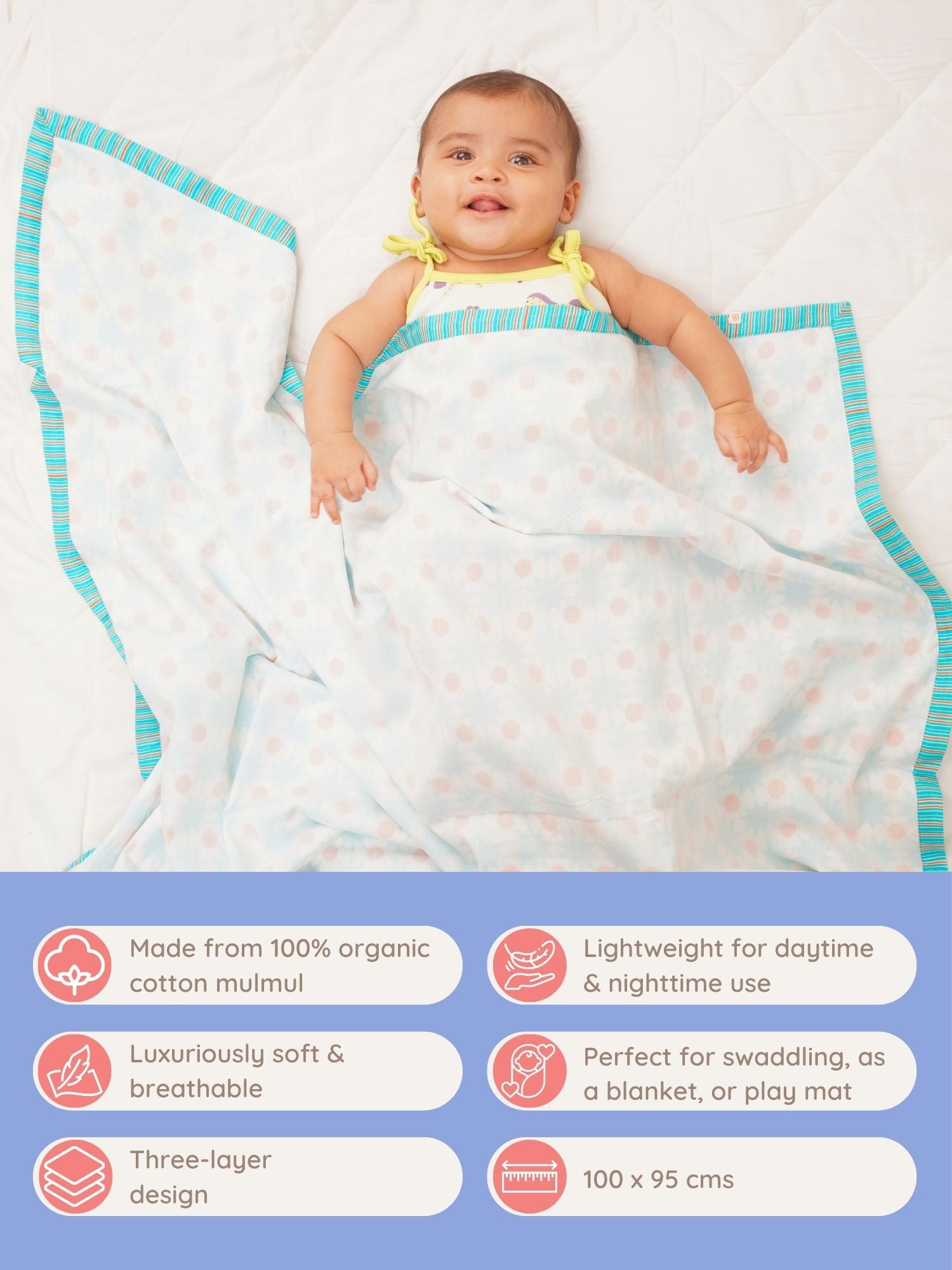 Sparkling Fireworks - Cotton Muslin Dohar Blanket for New Born Baby - Totdot