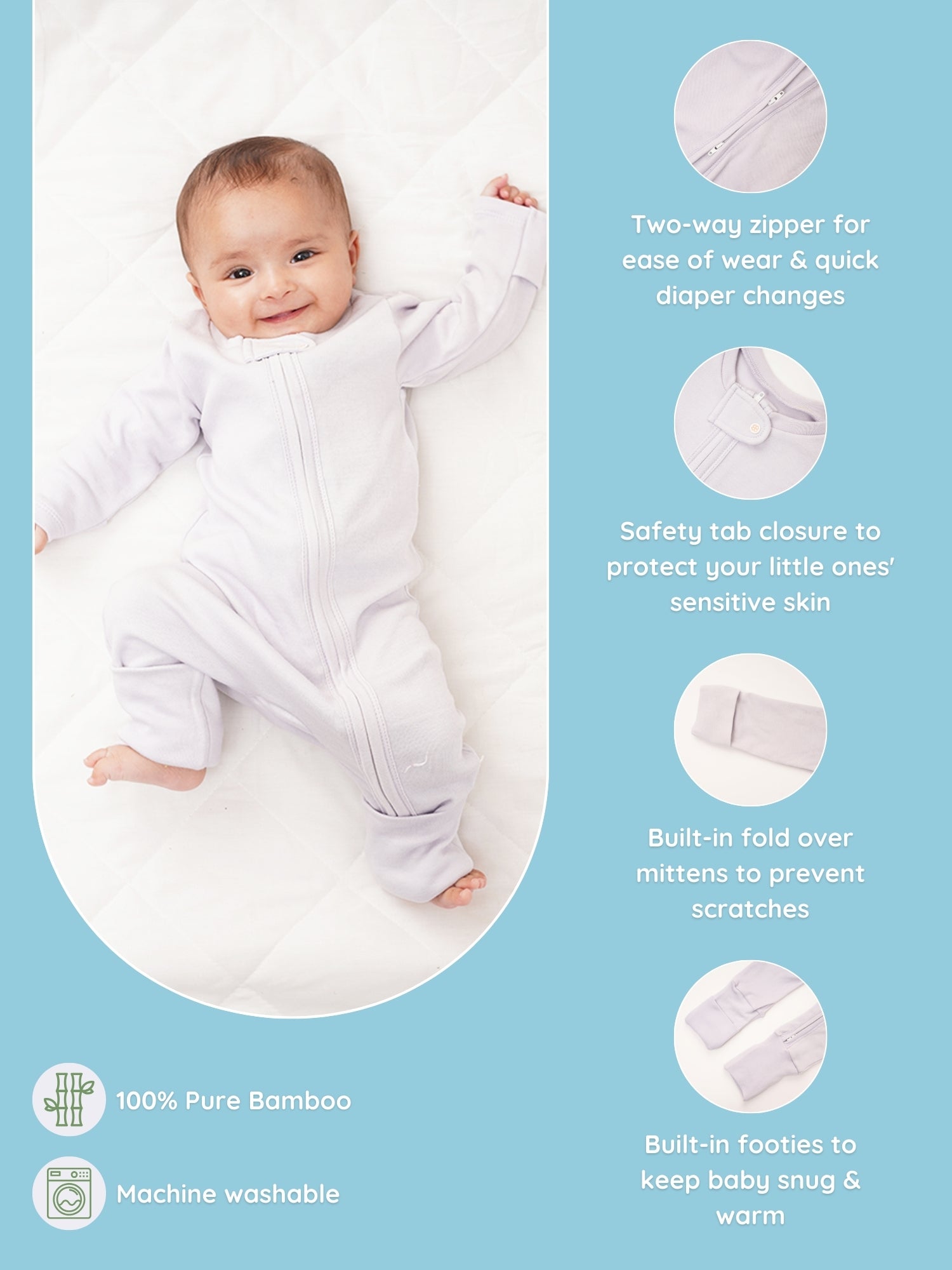 Lilac Lullaby - Infant Organic Bamboo Solid Sleepsuit