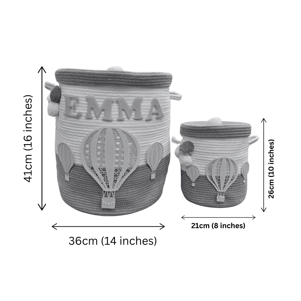 Jute Cotton Storage Basket  with Lid - Smoky Safari