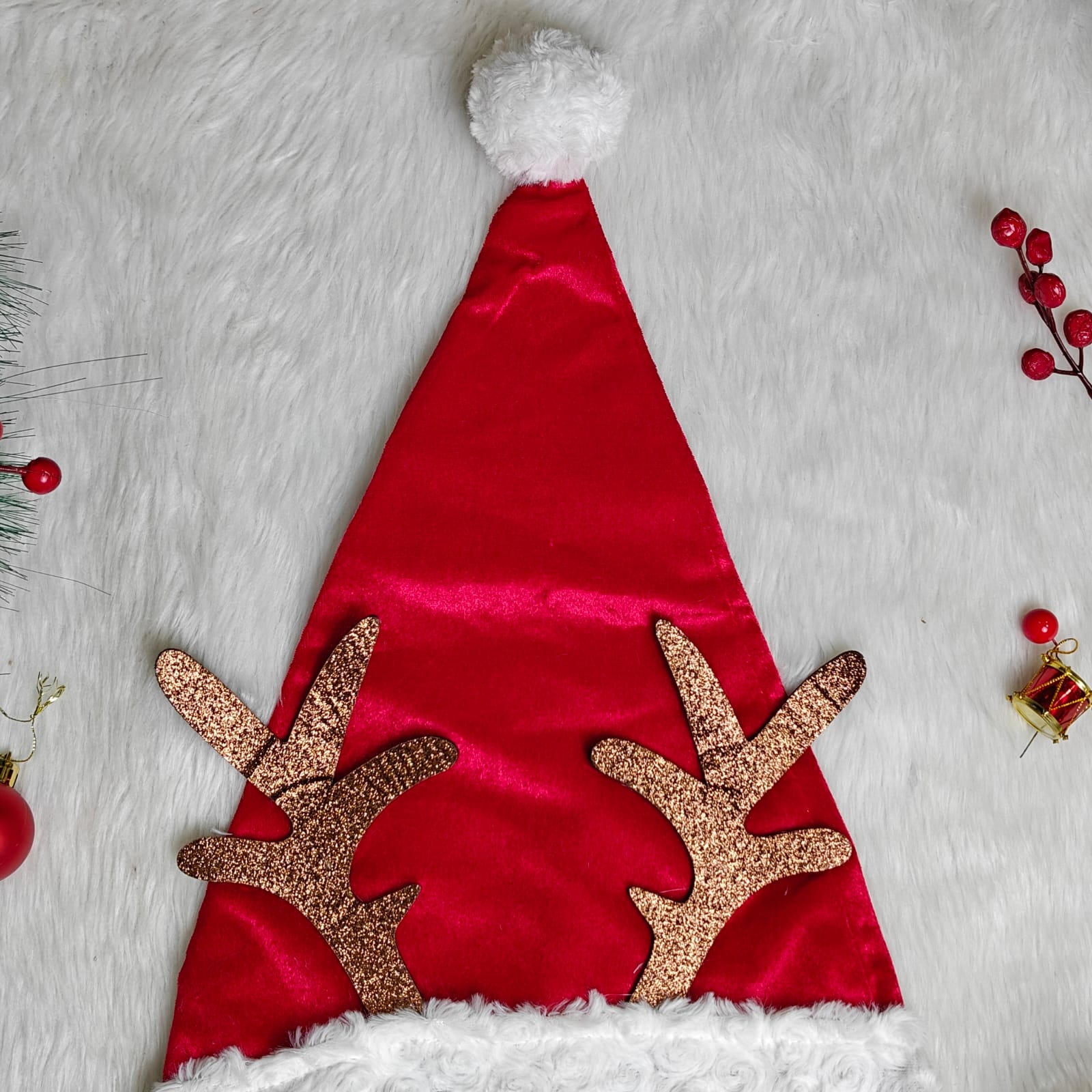 Reindeer Velvet Santa Caps - Adults