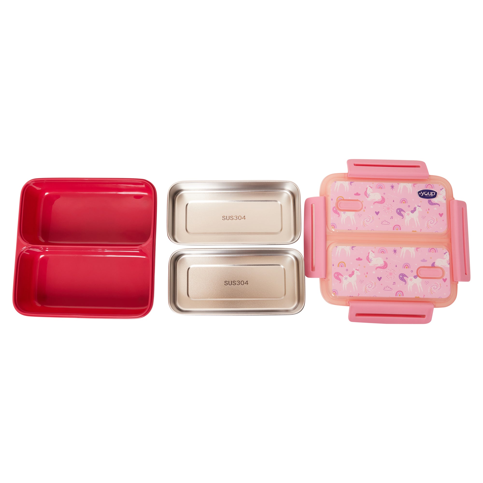Stainless Steel Unicorn Theme Kids  Bento Lunch Box With 2 Compartments Pluto-1100 Ml