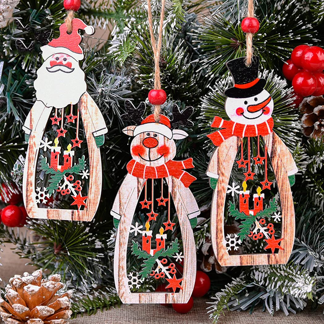 Santa / Snowman / Reindeer Hanging Wooden Charm