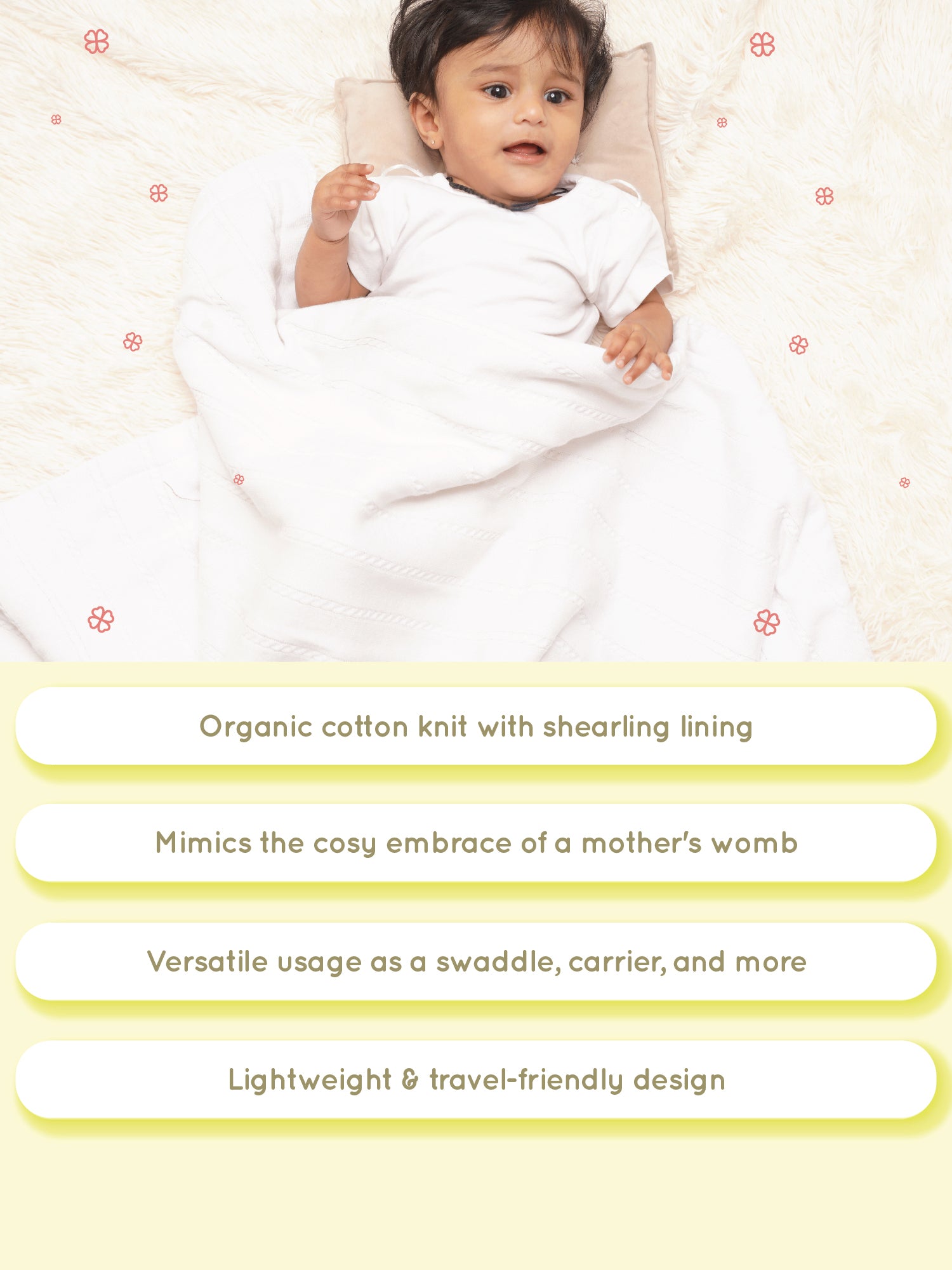 Ivory Sherpa - Organic Cotton Off-White Blanket for Babies - Totdot